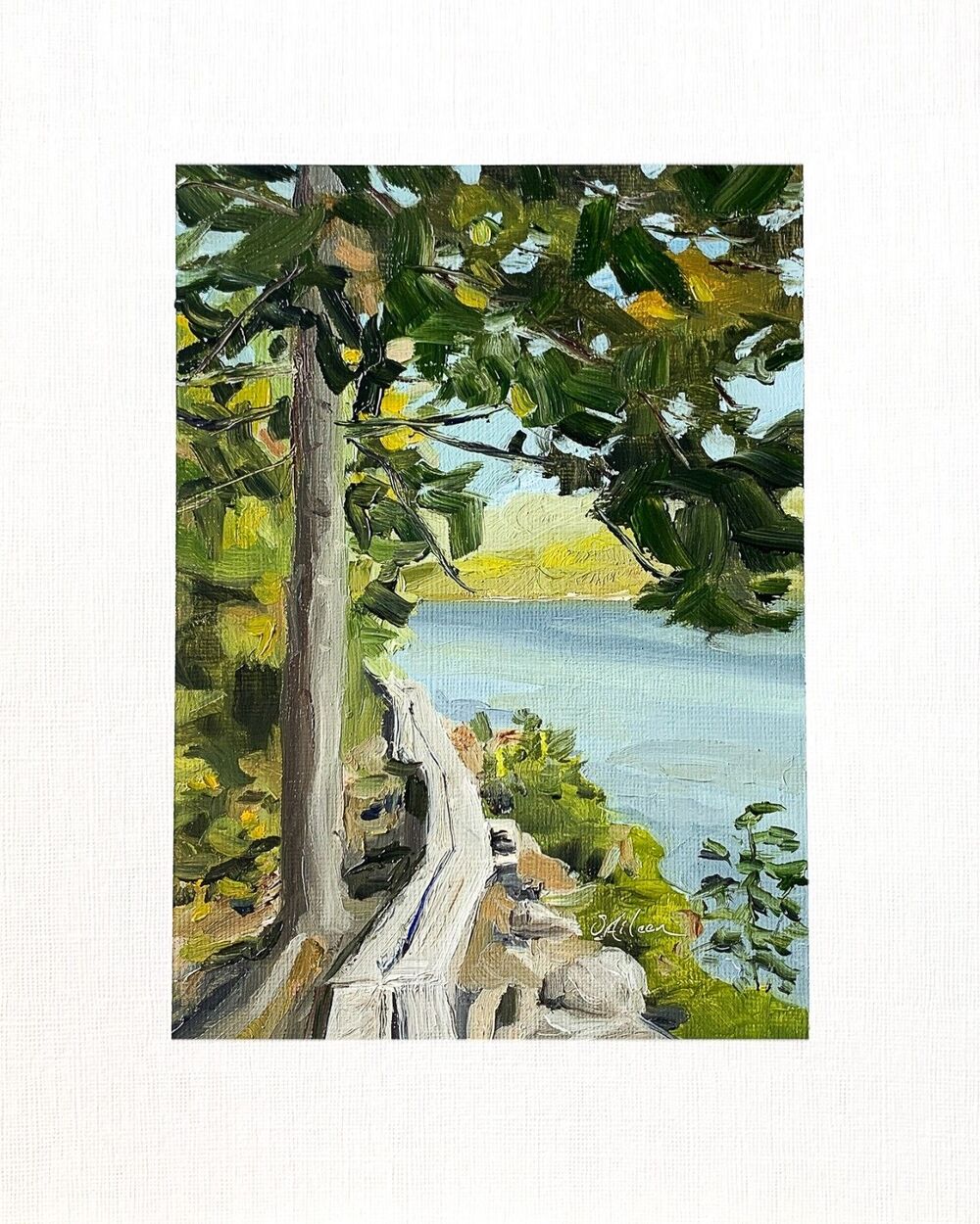 8x10 Maine Original Oil Painting Acadia Landscape Jordan Pond New England Signed